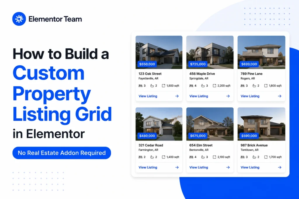 Elementor property listing grid