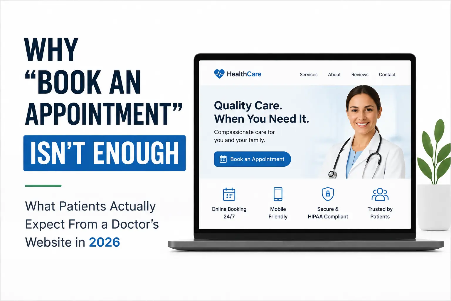 Modern doctor website design with online appointment booking for patients in 2026