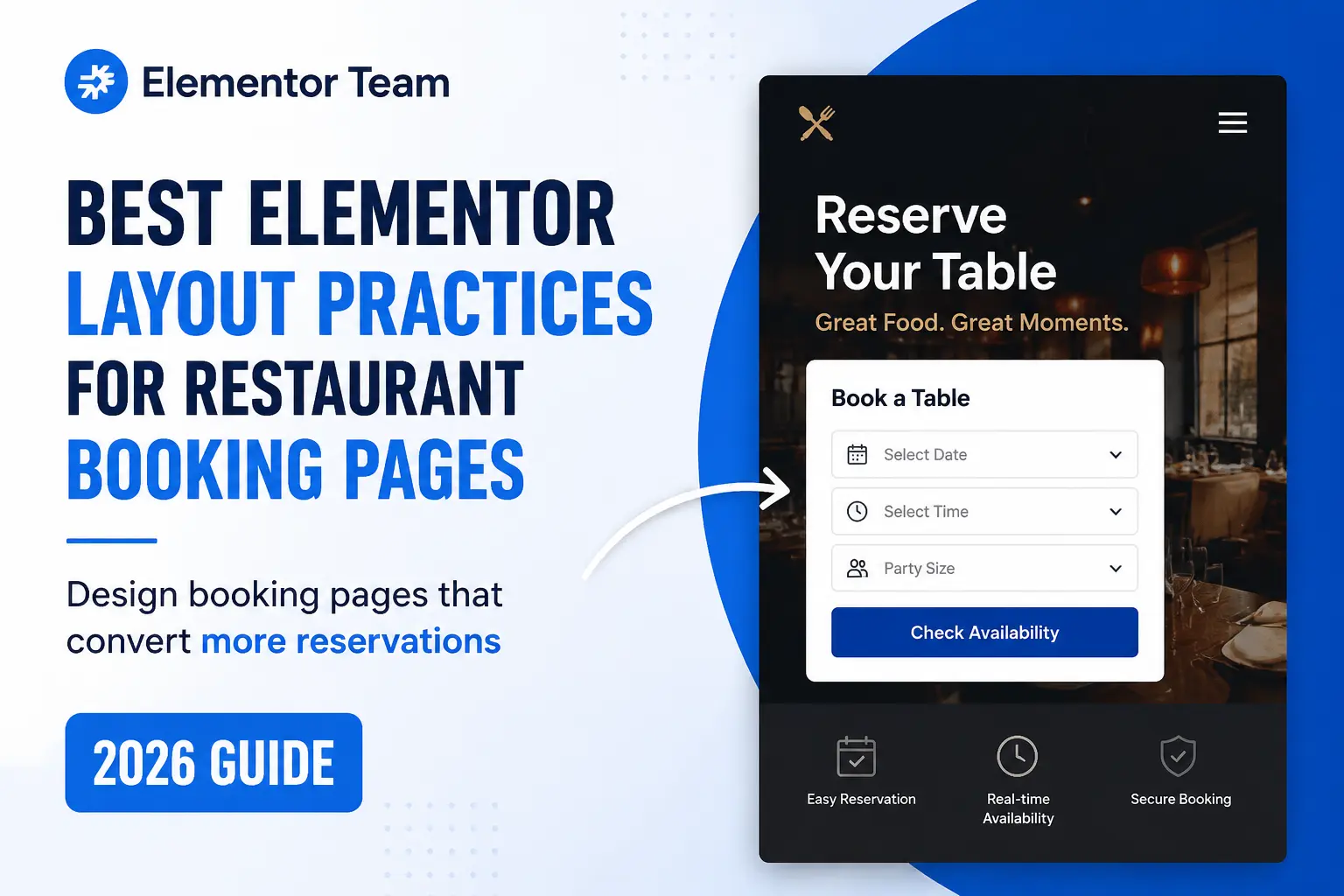 Elementor restaurant booking page