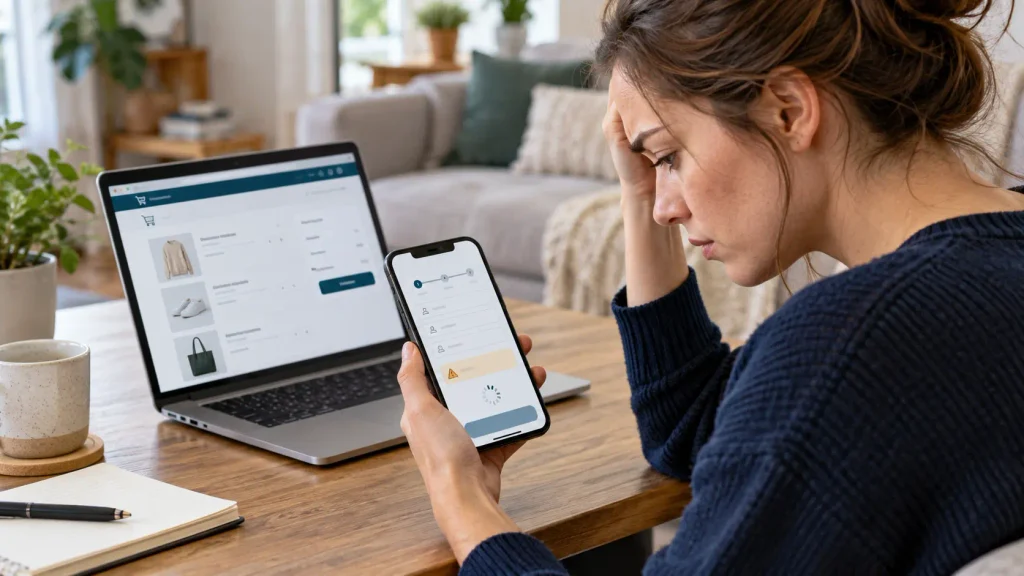 Customer seeing a loading checkout on a mobile phone